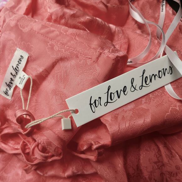 FOR LOVE & LEMONS Gabrielle Mini Dress Coral Pink Small ‎ Y2K 90s NWT $225 - Picture 6 of 7